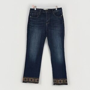 Driftwood Colette Embroidered Straight Cropped Jeans 31 Women's 31 x 26